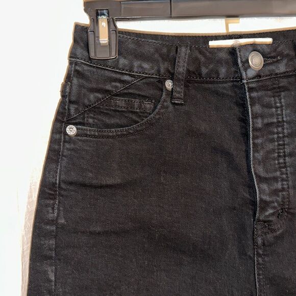 free people 26 crvy High Rise Black Raw Fringe Frayed Hem Denim Shorts - Picture 5 of 13